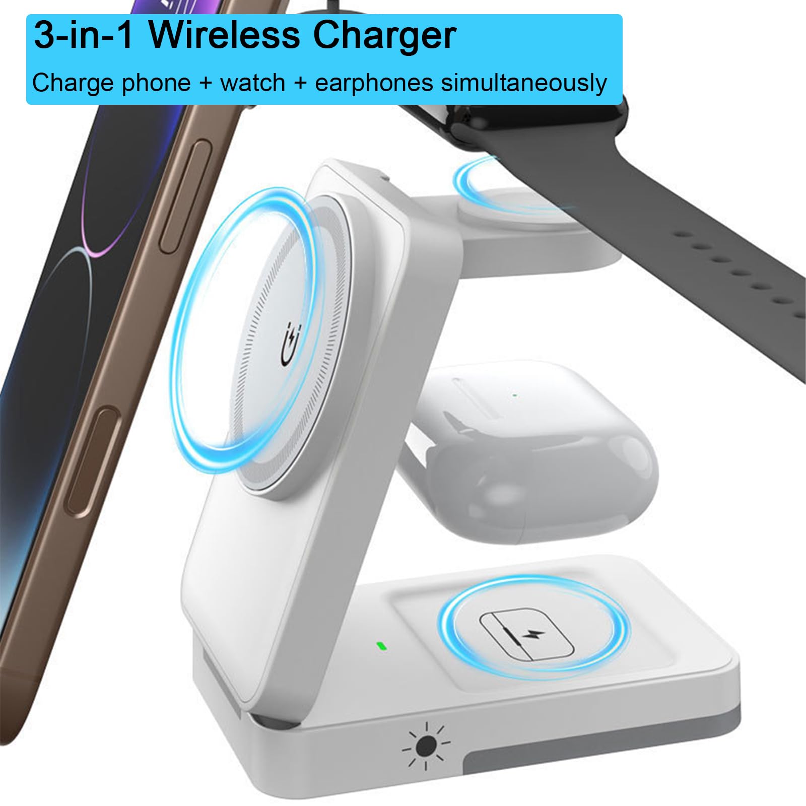 3-in-1 접이식 무선 충전기 15W 자기 유도 충전 - Usb C Earphone 리뷰 및 가격